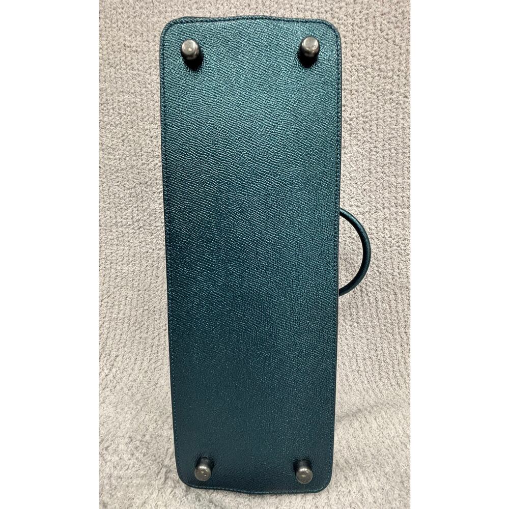 Coach Teal Blue Metallic Leather Dome Sierra Satchel Purse F22313 #76916 - Picture 5 of 10
